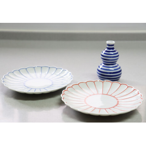 有田焼 菊割銘々皿と一輪差し 3点セット 大慶 A15-207_イメージ2