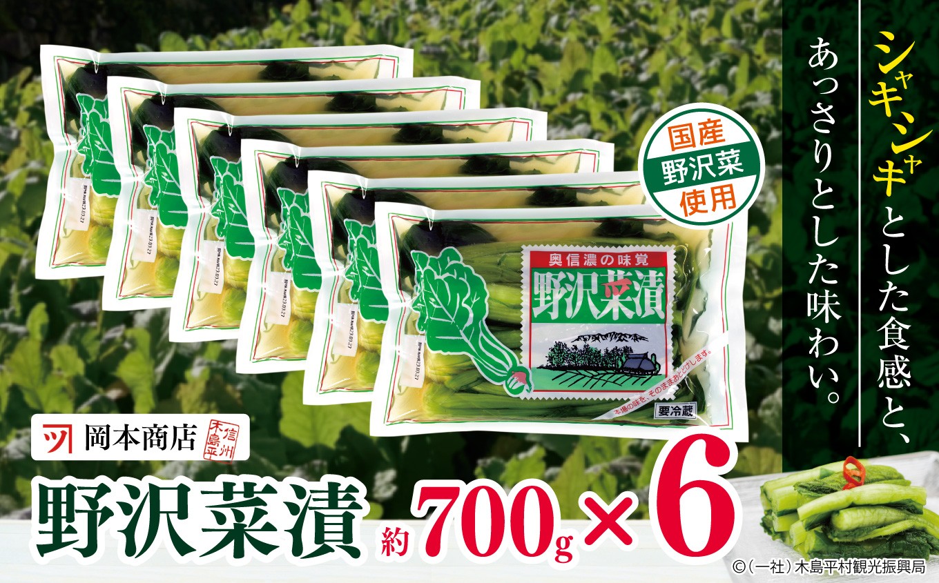 
                  【漬物】【野沢菜漬】 岡本商店の野沢菜漬 約700g×6（冷蔵）｜ 漬物 野沢菜漬け 野沢菜 長野県 木島平村 信州
                