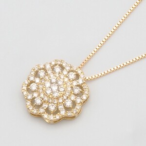 K18　0.5ctダイヤモンド　シンメトリーペンダントネックレス　HH-019924