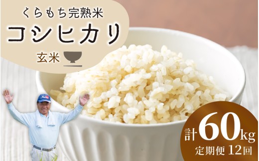 【先行予約】【令和8年産 新米】【12ヶ月定期便】くらもち完熟米 コシヒカリ （玄米）5kg×12回 計60kg㎏