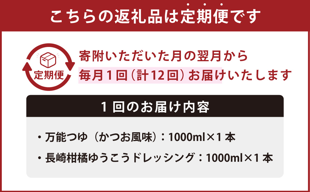 【全12回定期便】万能つゆ と 長崎柑橘ゆうこうドレッシング