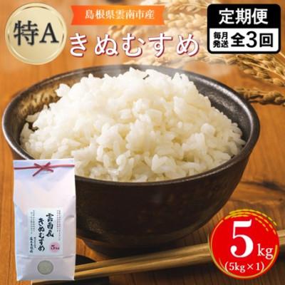 ふるさと納税 雲南市 【毎月定期便】島根県雲南市産きぬむすめ 5kg(5kg×1)全3回