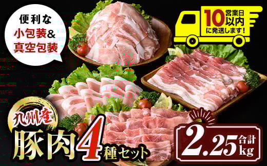 
            isa429 九州産 豚肉4種セット (合計2.25kg) 国産 切り落とし バラスライス 肩ロース ロース しゃぶしゃぶ 生姜焼き 真空包装 真空パック ファスナー 小分け ぶたにく 豚 肉 詰合せ 詰め合わせ 冷凍 【サンキョーミート株式会】
          