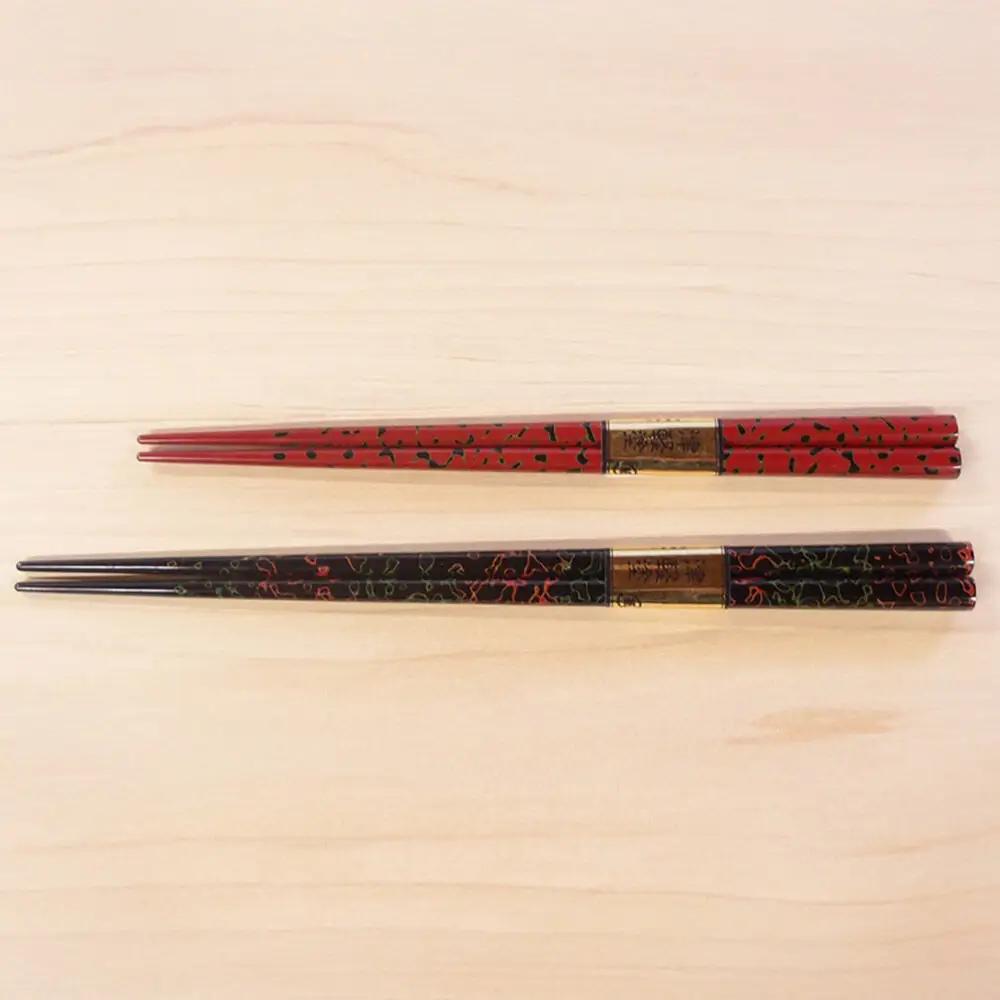 津軽塗 夫婦箸 唐塗 呂（大）・赤（中）