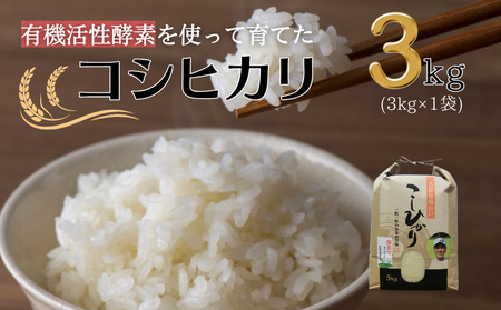 令和7年産 有機活性酵素を使用 新見産コシヒカリ 白米3kg×1袋