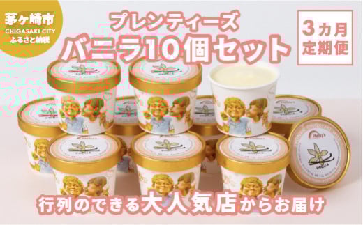 【3か月定期便】湘南茅ヶ崎の人気店 プレンティーズのアイス（バニラ10個）