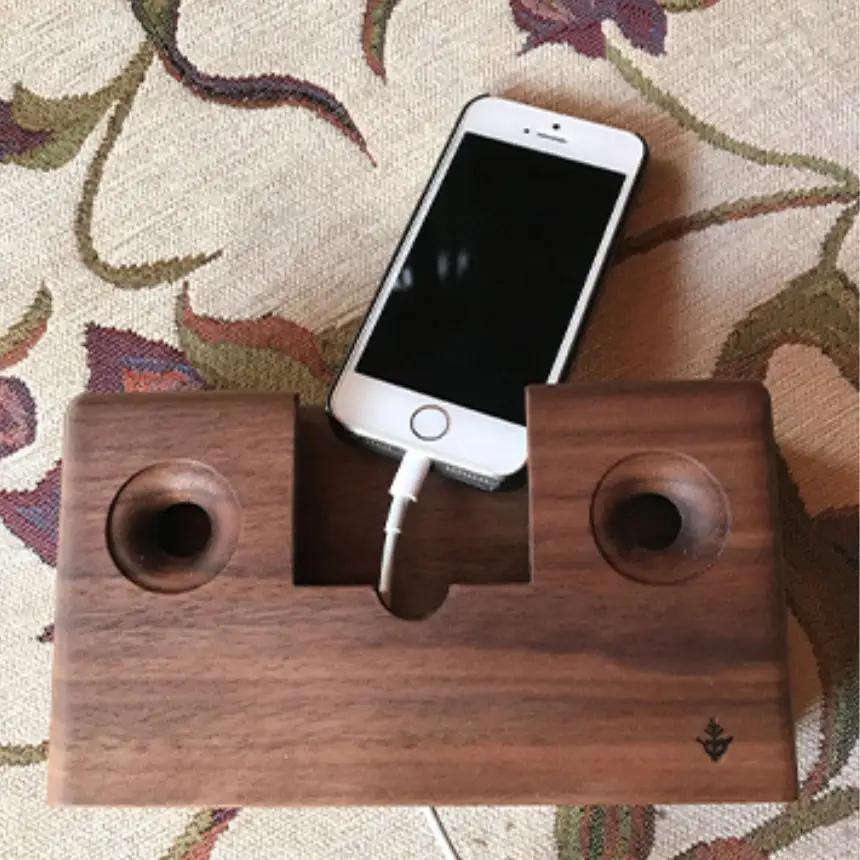木製 スマホ スピーカー 【 アウル 】 ウォールナット 濃茶色