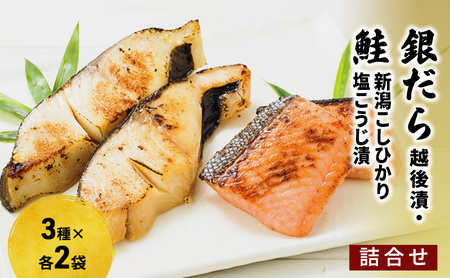銀だら越後漬・鮭新潟コシヒカリ塩こうじ漬 詰合せ（6P） 魚介類 魚貝類 加工食品 