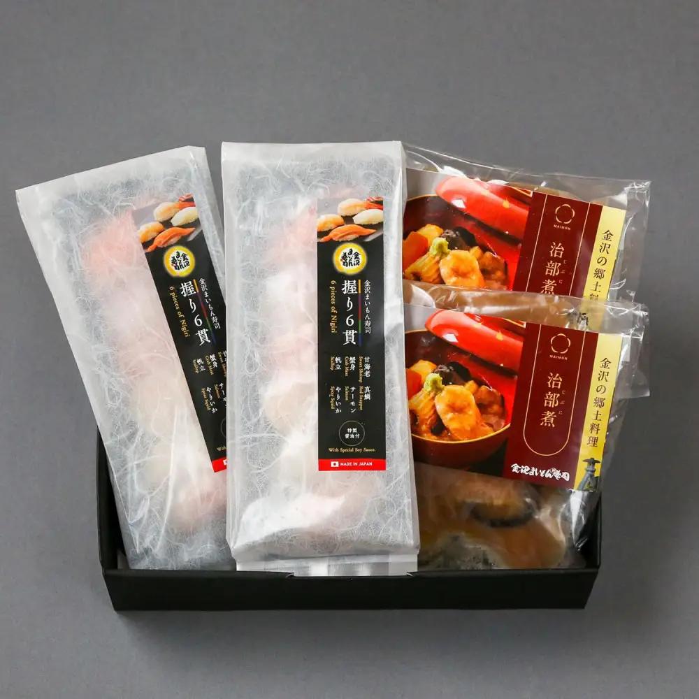 金沢まいもん寿司　6貫握りと治部煮