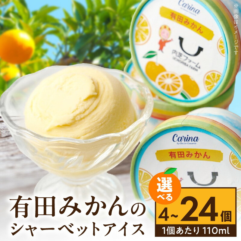【ふるさと納税】有田みかんシャーベットアイス 110ml 選べる 内容量 4個 6個 8個 12個 24個 セット 和歌山県産 有田みかん 果汁 使用 爽やか シャーベット アイス フルーツ デザート 柑橘 お取り寄せ 和歌山県 湯浅町 送料無料