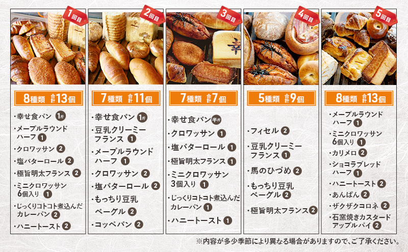 《カレーパングランプリ2025グランドチャンピオン受賞カレーパン入！》クロワッサン5種の定期便（オススメ、食事パン、お試し、ハード、甘い時間）クロワッサン 食パン　朝食 ランチ セット