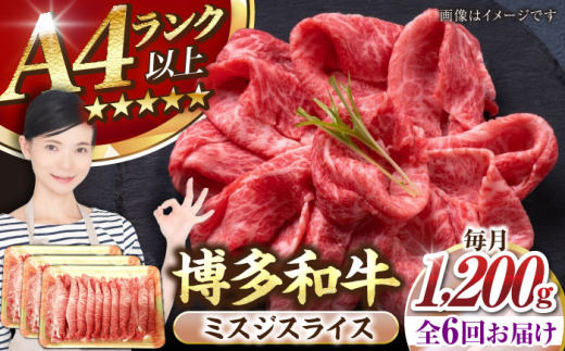 【全6回定期便】【A4〜A5ランク】博多和牛  ミスジスライス 1.2kg（400g×３） 《豊前市》【株式会社木村食品】 希少部位 しゃぶしゃぶ みすじ [VDZ142]