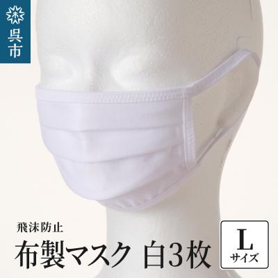 ふるさと納税 呉市 飛沫防止　布製マスク　白3枚セット　Lサイズ