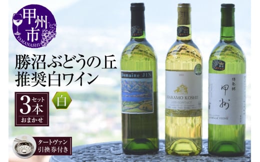 勝沼ぶどうの丘推奨白ワイン3本+タートヴァン（KBO）D-617 【ワイン 勝沼ぶどうの丘 推奨ワイン 白ワイン 甲州市 山梨県 】