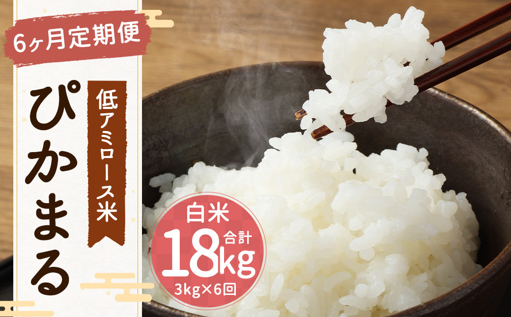 
                  【 新米先行予約 】【 6ヶ月定期便 】低アミロース米 ぴかまる 3kg×6回 合計18kg 白米 米 お米 福岡県 筑後市 【2026年11月上旬より順次発送開始予定】
                