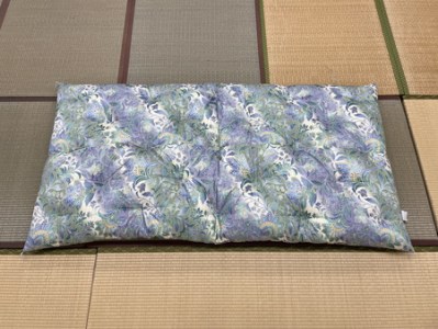 極上純綿　もめん布団　掛敷セット　(みやび柄・青)【CW101SM1】