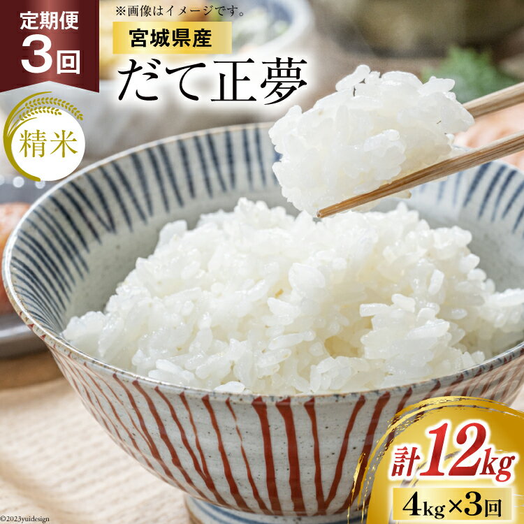 【ふるさと納税】 【天下をとる旨さ！】 3回 定期便 米 宮城県産 だて正夢 4kg (2kg ×2袋) 総計 12kg [菊武商店 宮城県 気仙沼市 20564945] お米 こめ コメ 白米 精米 ブランド米 ご飯 ごはん 小分け 家庭用