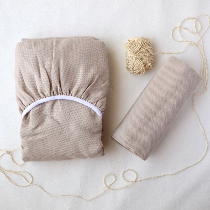 【tissu de coton/ハニカム織】泉州南部織 BED用シングルシーツ＆ピロー（BE） G1950