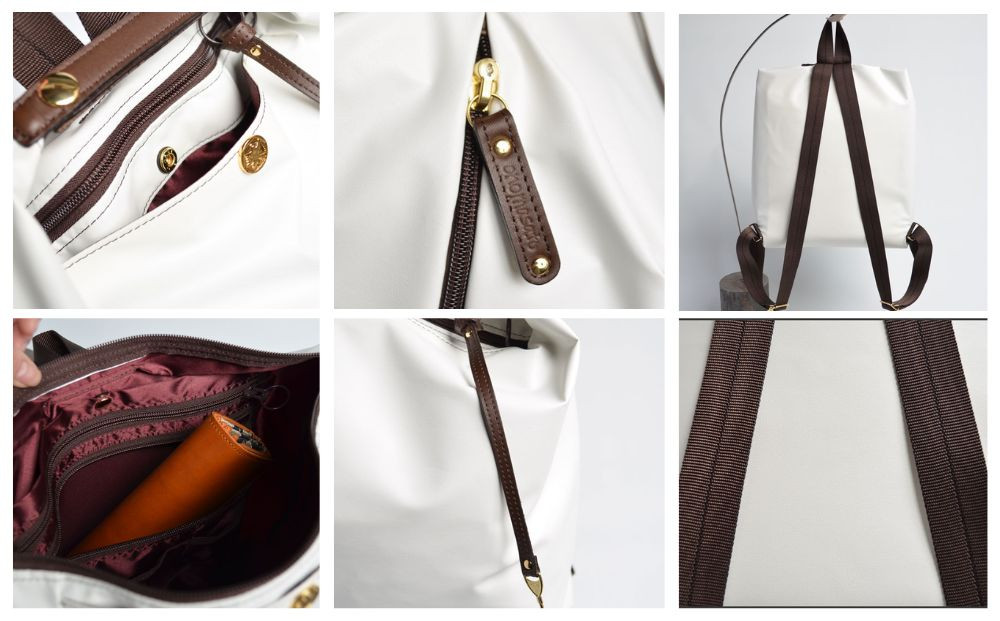 【onomasato】リュックサック M《women 軽量》/ パイソンベージュ｜京都 ブランドバッグ 人気リュック [ 撥水 耐久性あり 鍵付きサイドジッパー 軽量 丈夫 日常使い 中 小旅行 人気