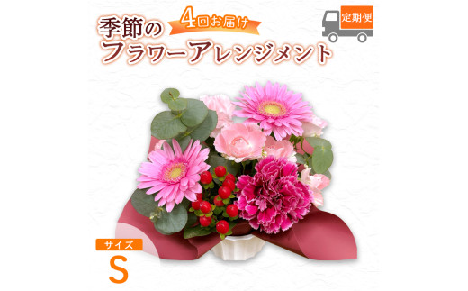【4回定期便】 季節のフラワーアレンジメント （S） | 発送月固定 花 お花 生花 フラワー フラワーアレンジメント 花束 花の定期便 定期便 4回 配送地域限定 京都府 綾部市