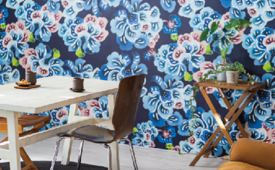 紅型壁紙 2m CUORE クオーレ | 紅琉 BINRYU アラヤプランニング株式会社 | 沖縄 伝統工芸 びんがた 紅型 | 防炎 抗菌 壁紙 | テキスタイル インテリア モダン ナチュラル |