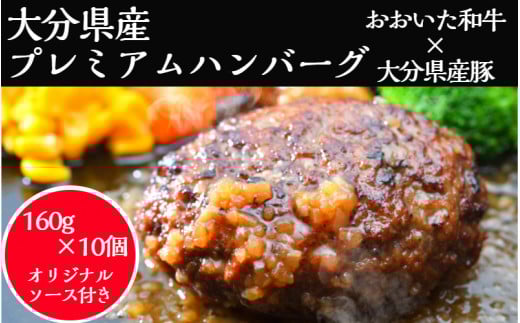 おおいた和牛と大分県産の豚を使った大分プレミアムハンバーグたっぷり1.6kg！（160g×10個）（1821R）_イメージ1