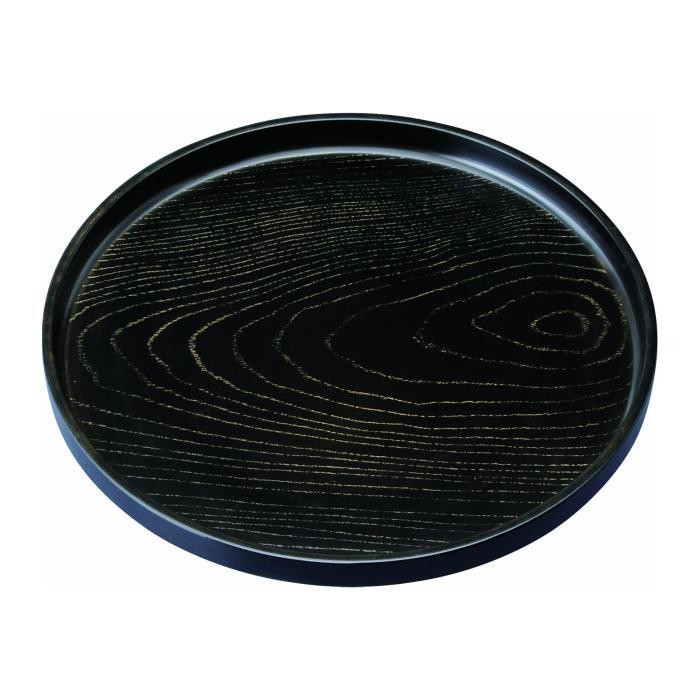 丸盆 30cm 金彩 黒ケヤキ杢 ノンスリップ ［YG438］ 303446_CC436