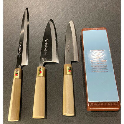 【ふるさと納税】刃物セット（祥太郎作柳刃、出刃、文化黒打）＋砥石【受注生産品 納期約1ヶ月】