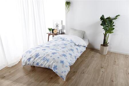 三河産　綿100％　120本ガーゼ肌掛けふとんカバー_コスモブルー【G0581】