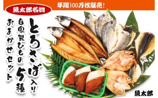 
年間100万枚販売！魚太郎名物【とろさば】入り・自家製ひもの5種おまかせセット★鮮度にこだわる魚屋が丁寧に手作業で作りました！
※北海道・沖縄・離島への配送不可
※着日指定不可
