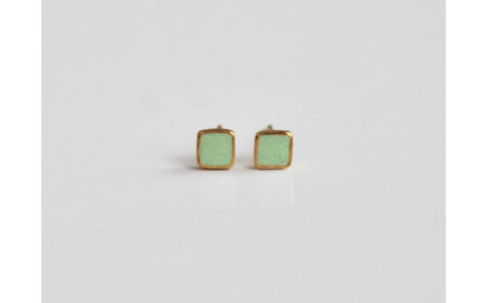 ピアス 四角 ミントグリーン K18 七宝 | ピアス アクセサリー Kenichi Kondo