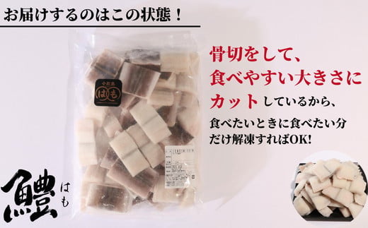 鱧 国産 ハモ 切り身 1.2kg 冷凍 骨切り カット済 産地直送 魚介 海産物 魚 切り身 天然鱧 お取り寄せ グルメ 湯引き 蒲焼き 天ぷら しゃぶしゃぶ 鍋 お吸い物 酒蒸し ※北海道･東北･