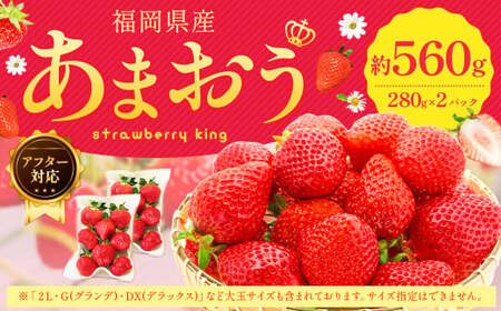 【アフター対応】あまおう 約280g×2パック【2025年1月上旬～3月下旬発送予定】 苺 イチゴ いちご 果物 フルーツ 福岡県 遠賀町