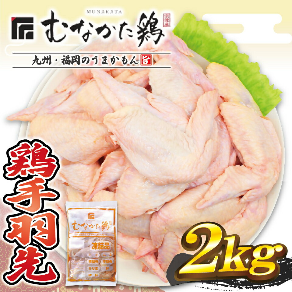 【ふるさと納税】宗像産ブランド鶏【むなかた鶏】手羽先2kg（平飼い）【JAほたるの里】_HA1423 送料無料ボリューム お得 ピリ辛チキン パーティー 大家族
