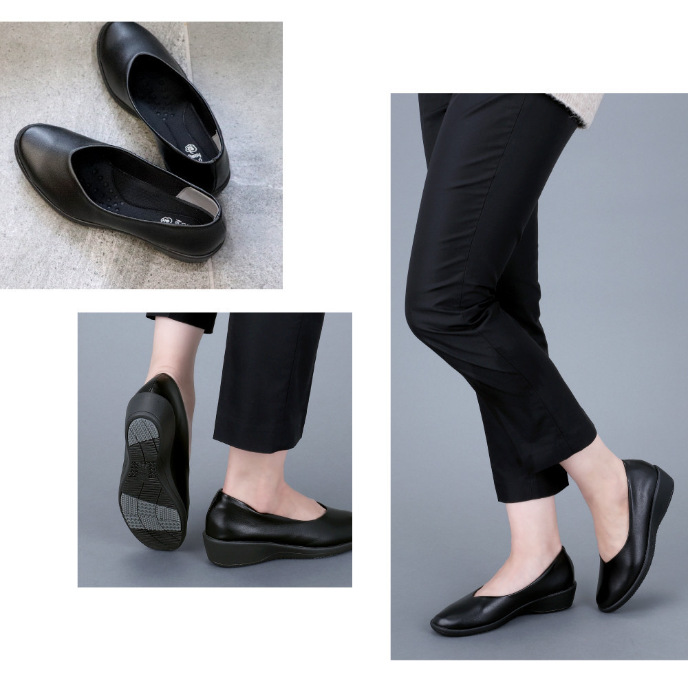 4078 パンプス ブラック 25.0cm パンジー 日本製 歩きやすい 痛くなりにくい ローヒール 黒 人気  オフィスシューズ 靴