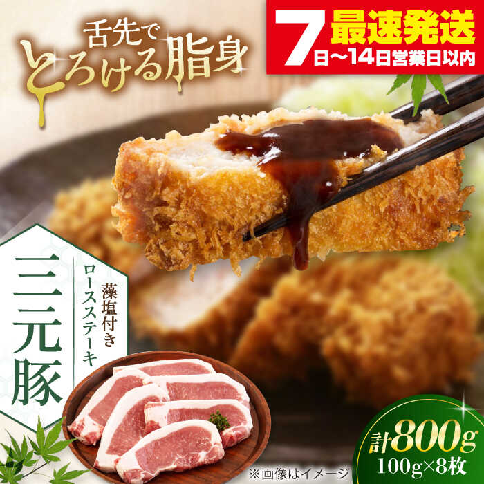 【ふるさと納税】 三元豚 ロースステーキ 8枚 100g/枚 藻塩付き 《喜茂別町》【平田牧場】肉 豚肉 ロース ステーキ ステーキ用 とんかつ トンテキ 生姜焼き 冷蔵配送 北海道 平田牧場 おすすめ [AJAP004] 17000 17000円