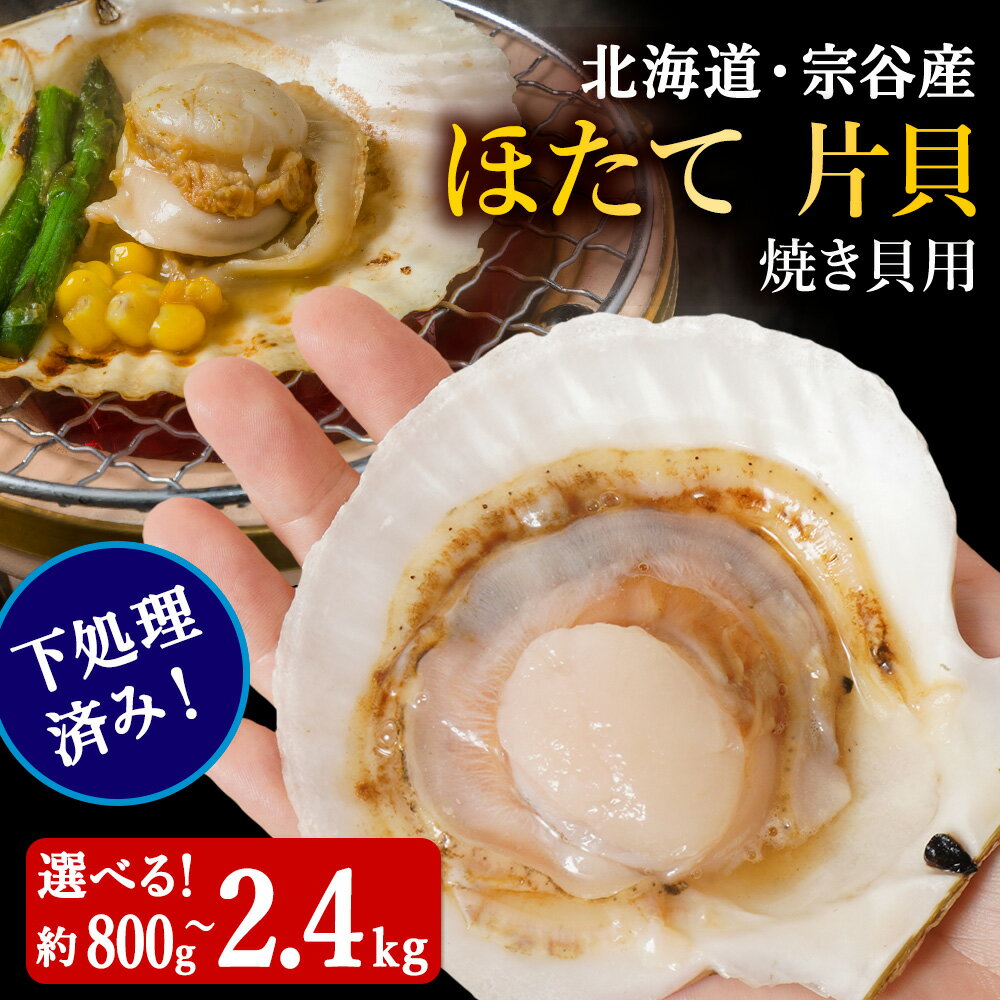 【ふるさと納税】【焼き貝用】2024年製造 宗谷産ホタテ貝 した処理済み片貝付き 選べる1～3袋（約800g～2.4kg） 1袋8枚前後(約800g)ほたて ホタテ 帆立 片貝 貝付き 海鮮 海産物 北海道ふるさと納税 稚内 ふるさと納税 北海道 【配送不可地域：離島・沖縄県】