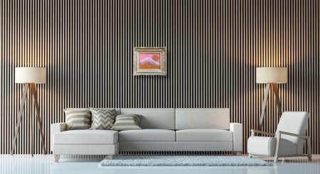 富士山溶岩パワーアート「桜天空白富士」 絵画 アート