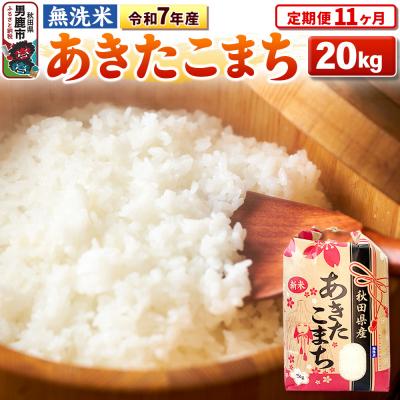 ふるさと納税 男鹿市 《定期便11ヶ月》令和7年産【無洗米】 あきたこまち 20kg|23_kml-022011