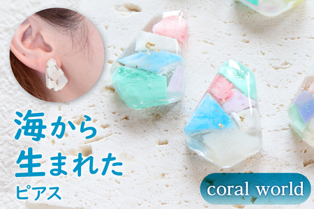 【色が選べる】海から生まれたピアス（Ｌサイズ） mi0012-0202 ｱｸｾｻﾘｰ 海洋ﾌﾟﾗｽﾁｯｸ 一点もの 白 青 ｶﾗﾌﾙ SDGs