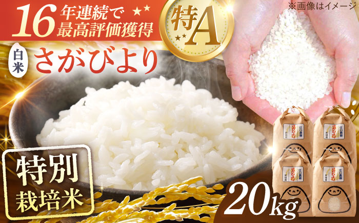＜16年連続最高評価特A＞特別栽培米 さがびより 白米 20kg（5kg×4袋） 配送前精米/江口農園 [UBF033] 米 精米