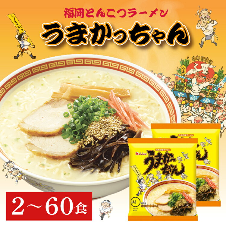 【ふるさと納税】 福岡 とんこつラーメン うまかっちゃん〈選べる容量〉2食(ポスト投函)/10食（5食×2パック）/30食（5食×6パック）/60食（5食×12パック） ラーメン 豚骨 とんこつ 福岡県 赤村 2NB38