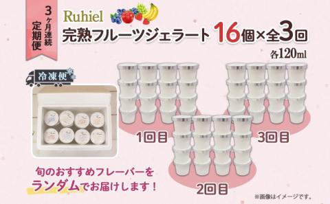 ◆3ヶ月連続定期便◆Ruhiel（ルヒエル）の完熟フルーツジェラート 16個セット スイーツ デザート