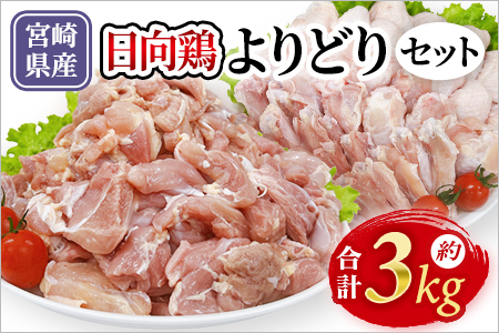 宮崎県産日向鶏 よりどりセット 約3kg 国産 鶏 肉 精肉 とりにく もも モモ肉 手羽 手羽先 手羽中 手羽元 チキン チキンスペアリブ 焼き鳥 焼き肉 BBQ 使いやすい 小分け パック 真空冷凍 お弁当 惣菜 蒸し鶏 数量限定 さっぱり 