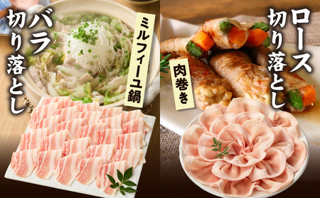 「前田さん家のスウィートポーク」肉肉肉1kgセット≪みやこんじょ快速便≫_AA-89-002-1kg-R_(都城市) 豚肉 豚 ブランド豚 ロース バラ 切り落とし ひき肉 セット 1kg 肉 料理 