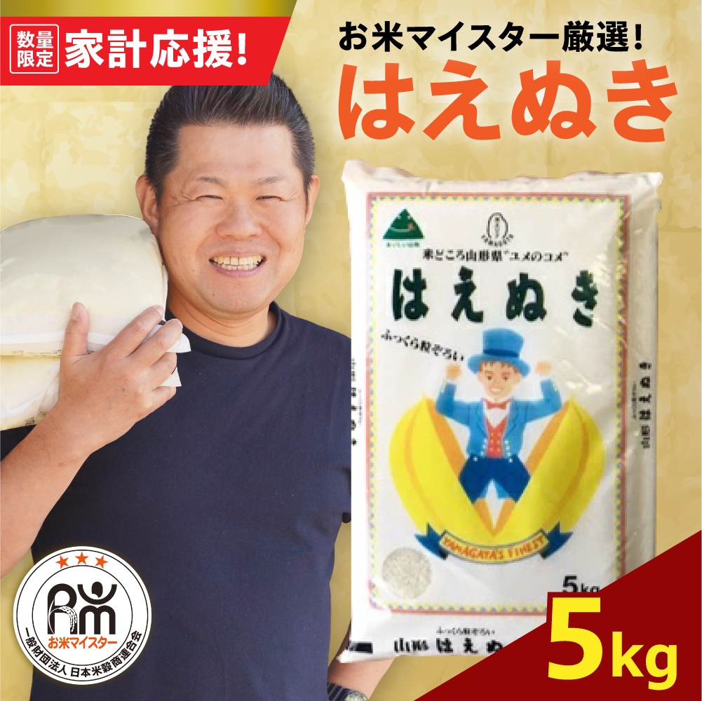 令和7年産  はえぬき 5kg（5kg×1袋）お米マイスター厳選米 2025年産