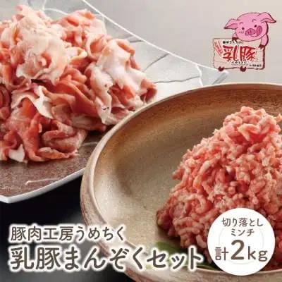 Z04-02 寄附額改定↓↓ 乳豚まんぞくセット(切り落とし・ミンチ計2kg)  豚肉