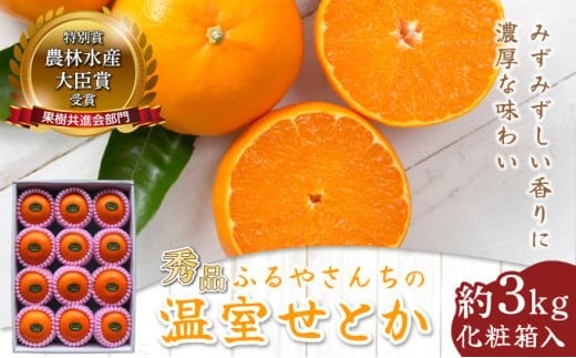 
            AD-AB2 ≪期間限定・先行予約≫ 数量限定！農林水産大臣賞受賞農園！ふるやさんちの温室せとか＜秀品＞（約3kg・7～12玉入）化粧箱入【ふるやさんちのみかん園】
          