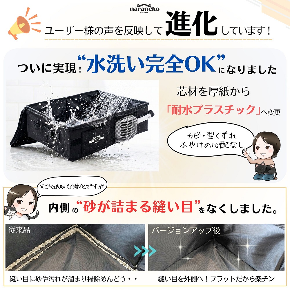 どこでもネコトイレ 折りたたみ 猫用 ポータブル 猫トイレ 撥水 お手入れ簡単 旅行 お出かけ 防災 避難 セカンドトイレ としておすすめ ペット用品 ナラネコ SIMPLE.：普通サイズ