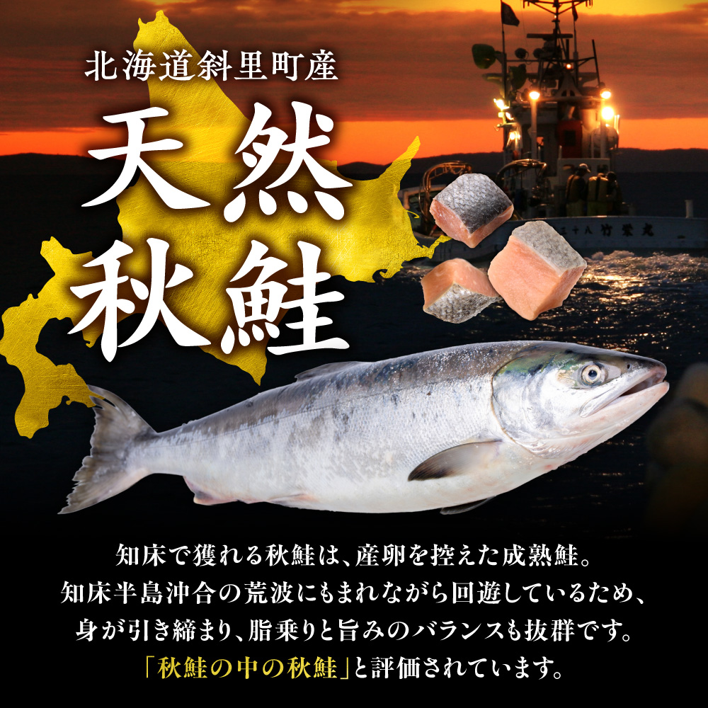 【訳あり】北海道斜里町産 骨取り無塩 天然ダイスサーモン 1kg【無添加】【配送不可地域：離島・沖縄県】_ss01-007